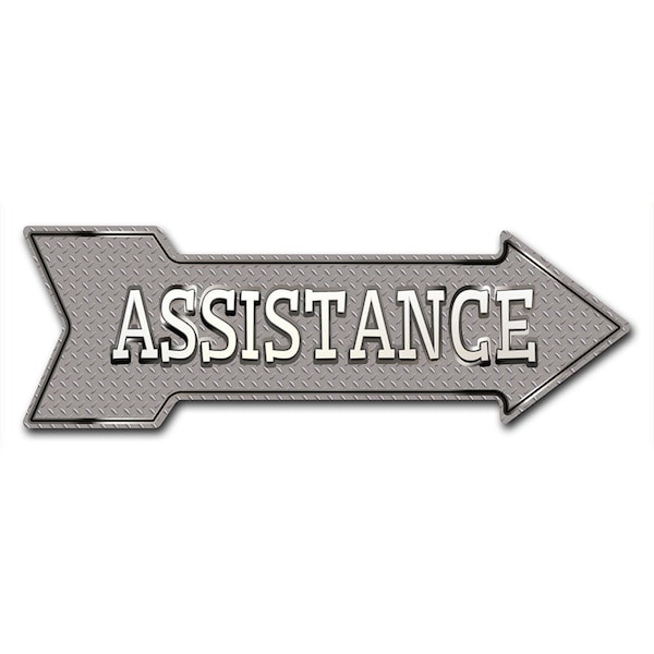 Assistance Arrow Decal Funny Home Decor 24in Wide